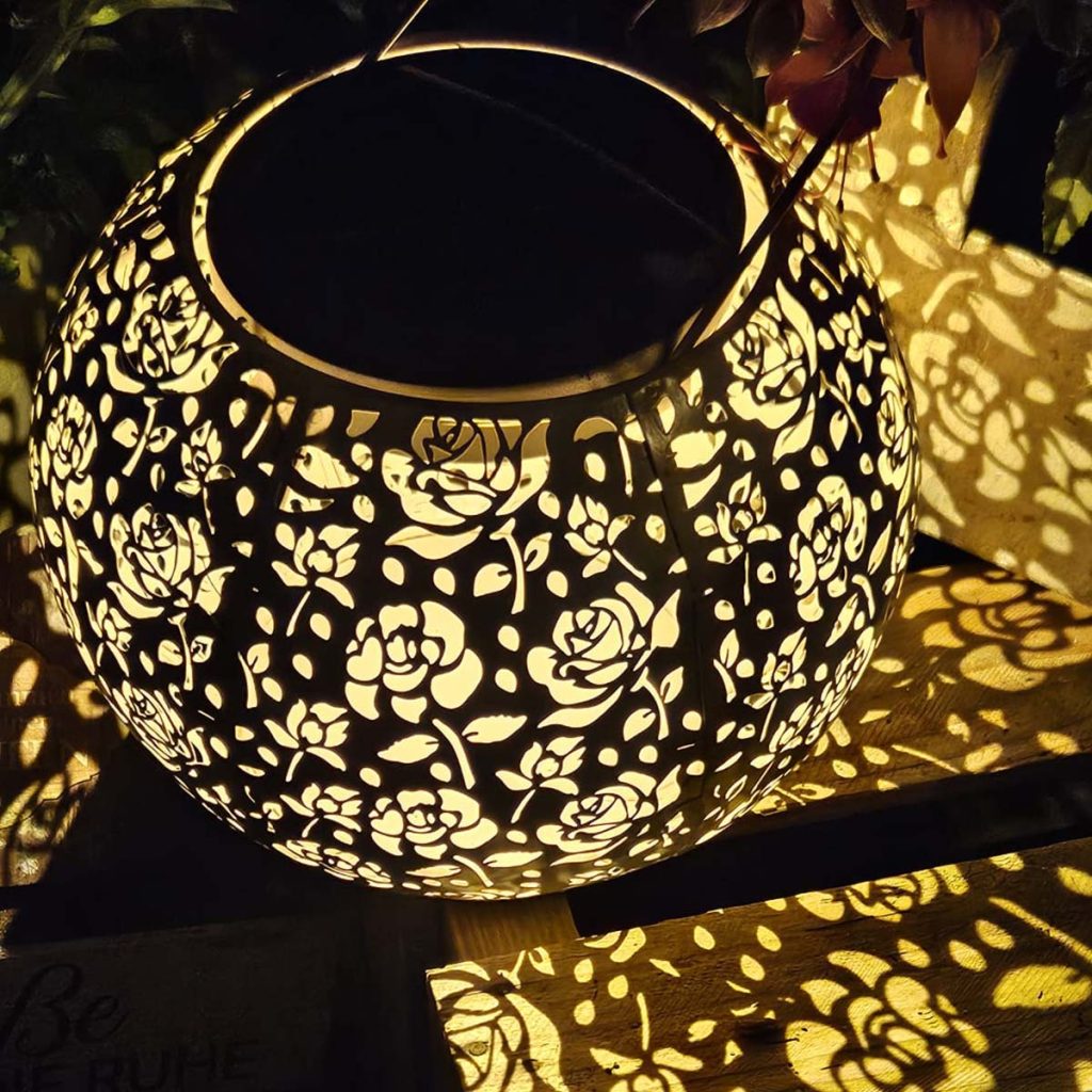 Solarlampe mit Blumen-Motiv